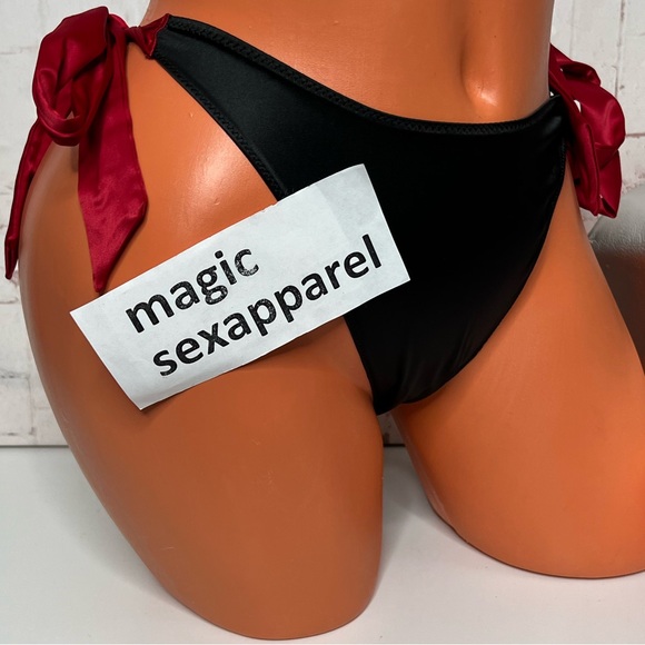 VS M SATIN BOWS EMBROIDERY WAIST SIDE TIE CHEEKY PANTY APPLIQUÉ - Picture 2 of 2